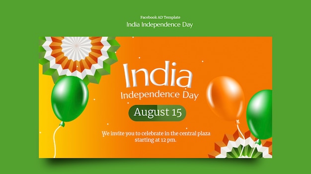 Bezpłatny plik PSD dzień niepodległości indii projekt reklamy na facebooku