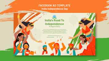 Bezpłatny plik PSD dzień niepodległości indii szablon promocyjny mediów społecznościowych z ludźmi tańczącymi i kolorami flag