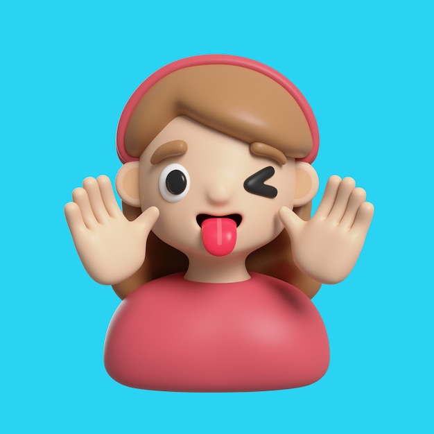 Dziewczyna Awatar Emoji 3d Ikona