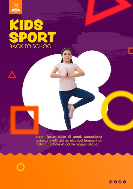 Bezpłatny plik PSD dziewczyna równoważenia dla dzieci sport szablon