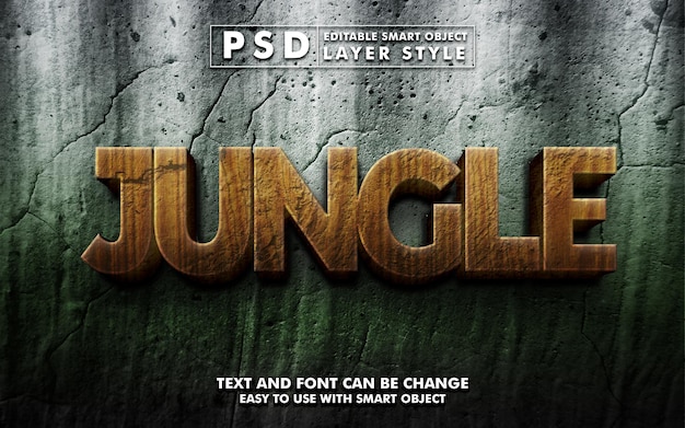 Dżungla 3d efekt tekstowy premium psd