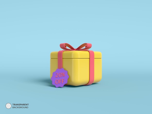 E-commerce Promo Gift box ikona na białym tle render 3d ilustracja