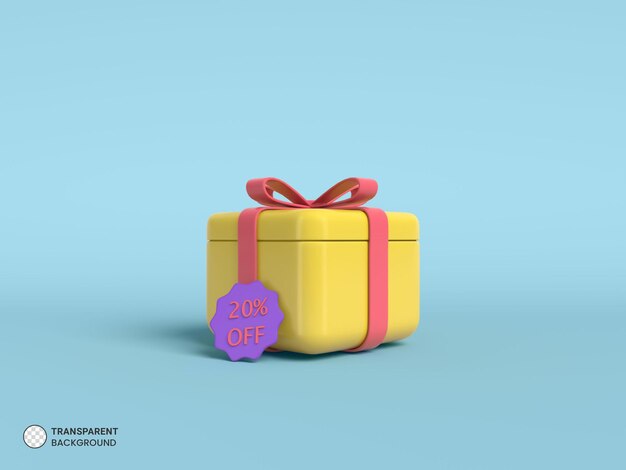 E-commerce Promo Gift box ikona na białym tle render 3d ilustracja