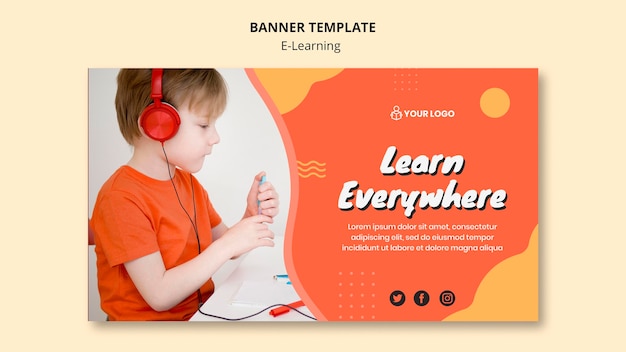 Bezpłatny plik PSD e learning banner concept concept