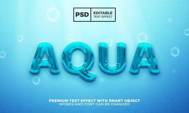 Edytowalny efekt tekstowy aqua mater 3d