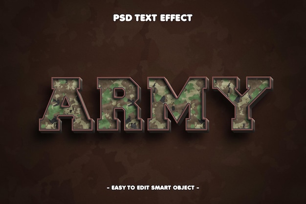 Bezpłatny plik PSD edytowalny efekt tekstowy armii