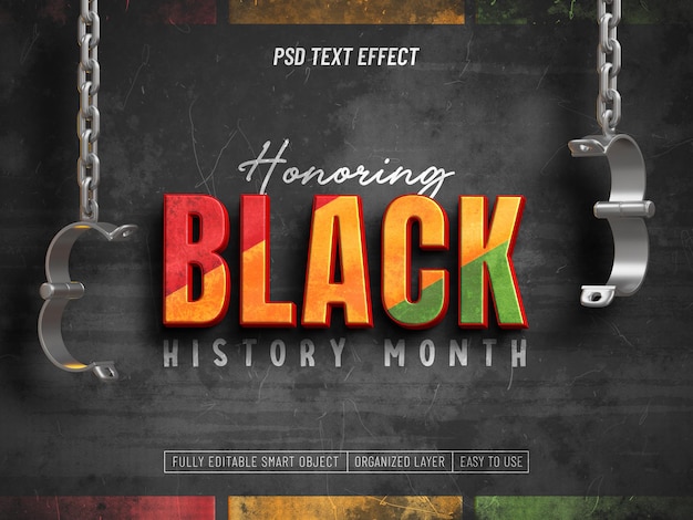 Bezpłatny plik PSD edytowalny efekt tekstowy czarnej historii