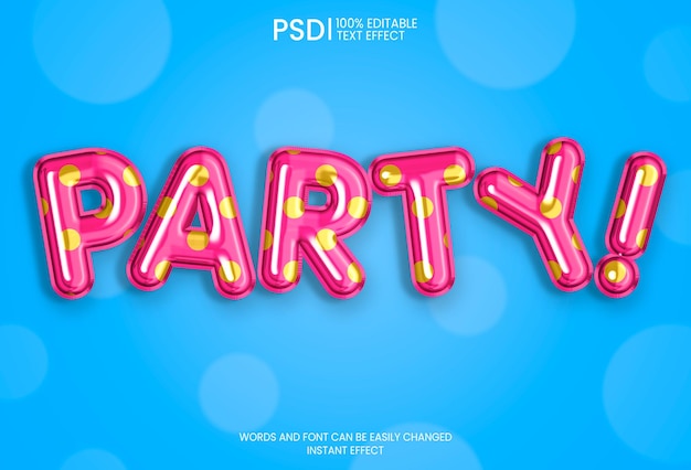 Bezpłatny plik PSD edytowalny efekt tekstowy różowych balonów ze złotymi kropkami