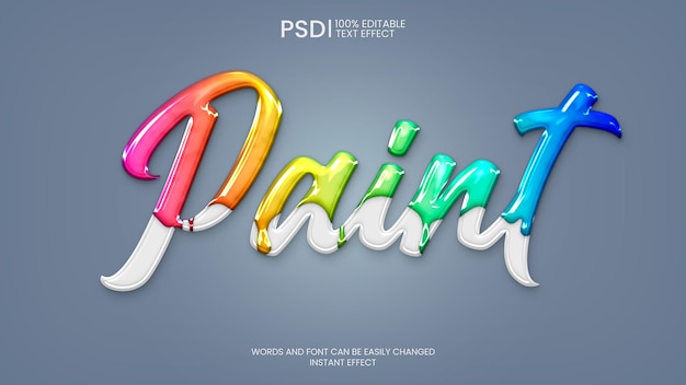 Bezpłatny plik PSD edytowalny efekt tekstu farby