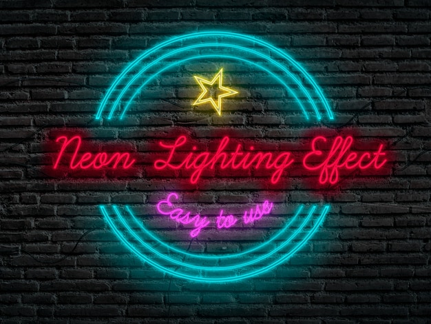Bezpłatny plik PSD efekt oświetlenia neonowego w photoshopie