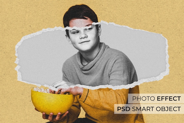 Bezpłatny plik PSD efekt portretu zgranego papieru