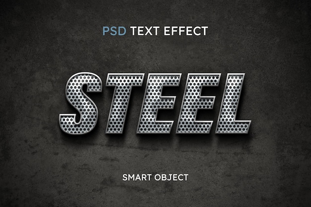 Bezpłatny plik PSD efekt stylu tekstu stali