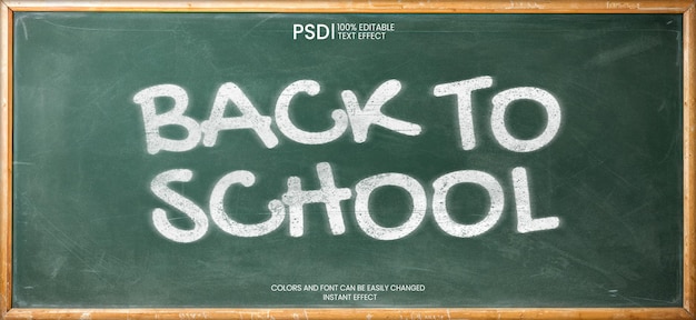 Bezpłatny plik PSD efekt tekstowy dla back to school na zielonej tablicy szkolnej