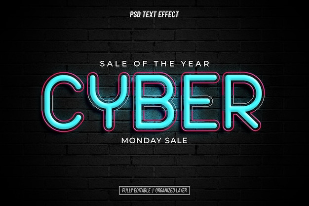 Bezpłatny plik PSD efekt tekstu cyber monday