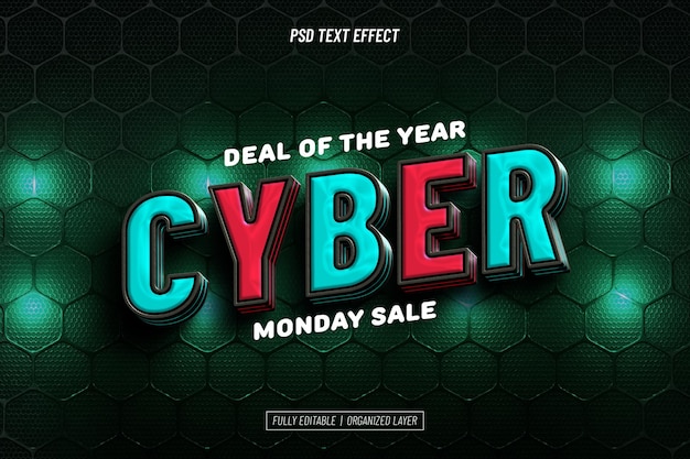 Bezpłatny plik PSD efekt tekstu cyber monday