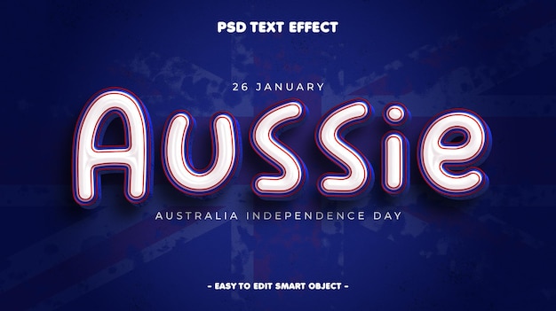 Bezpłatny plik PSD efekt tekstu edytowalnego z dnia niepodległości australii
