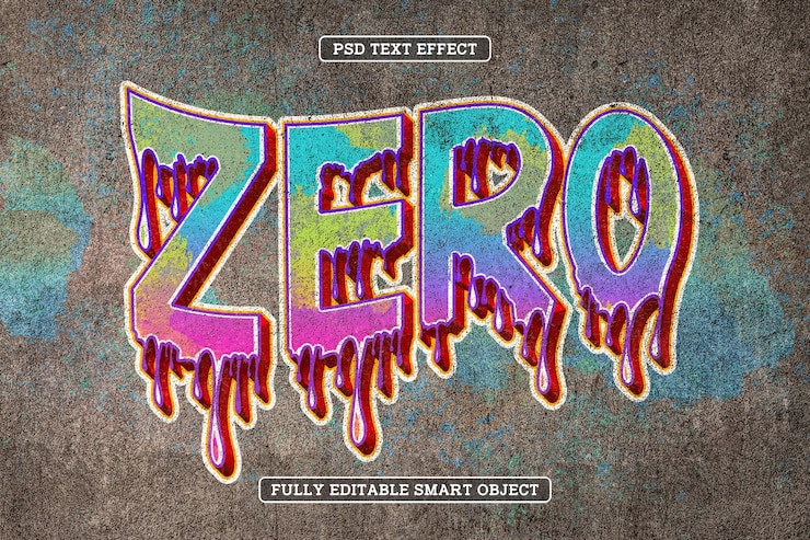 Bezpłatny plik PSD efekt tekstu w stylu street art zero graffiti