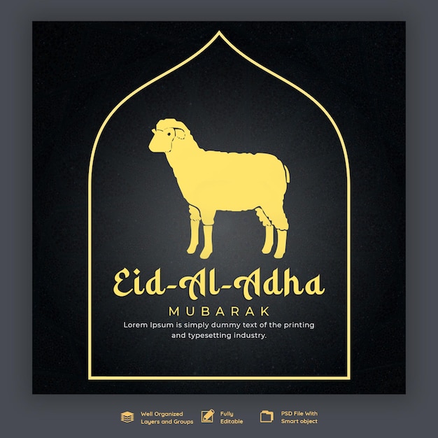 Eid Al Adha Mubarak Islamski Festiwal Szablon Banera Mediów Społecznościowych