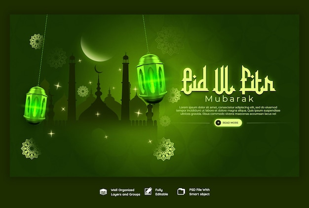 Eid Mubarak I Eid Ul Fitr Szablon Banera Internetowego