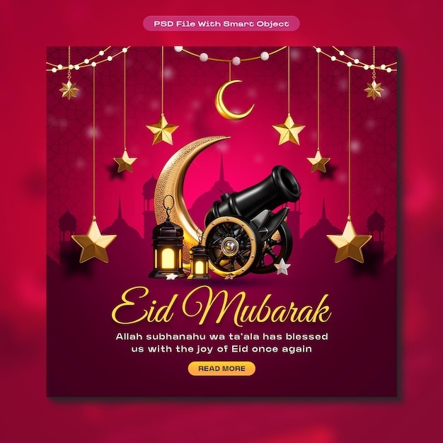Eid Mubarak Islamic Festival Social Media Post Template (szablon Postów W Mediach Społecznościowych)