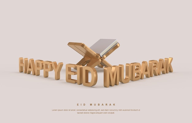 Eid Mubarak Kaligrafia Banner Renderowania 3d Premium Psd