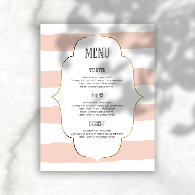 Bezpłatny plik PSD eleganckie edytowalne menu z nakładką cienia