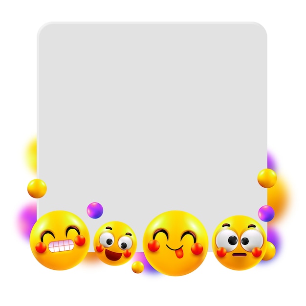 Element ramki emoji na białym tle