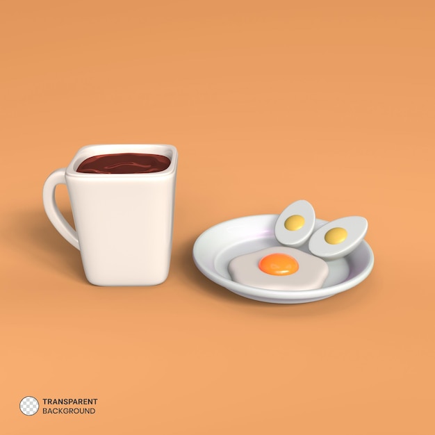 Bezpłatny plik PSD element śniadaniowy ikona izolowane renderowanie 3d ilustracja