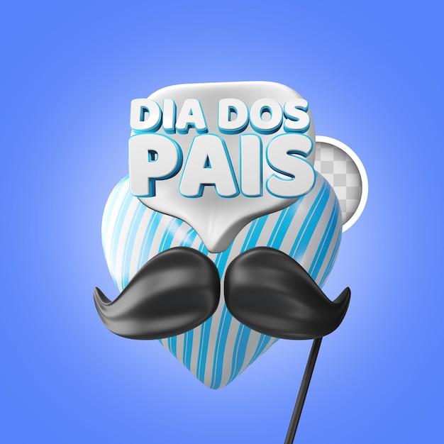 Bezpłatny plik PSD feliz dia dos pais szczęśliwy dzień ojca w języku portugalskim ilustracja 3d