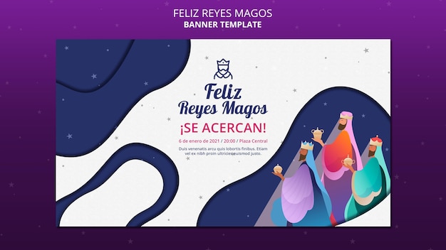 Bezpłatny plik PSD feliz reyes magos szablon reklamy baneru