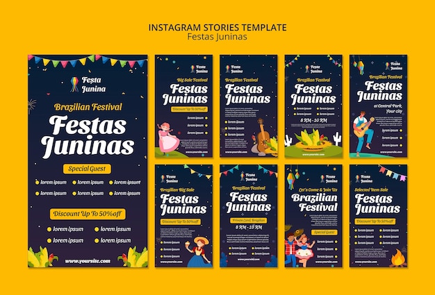 Bezpłatny plik PSD festas juninas świętuje historie na instagramie