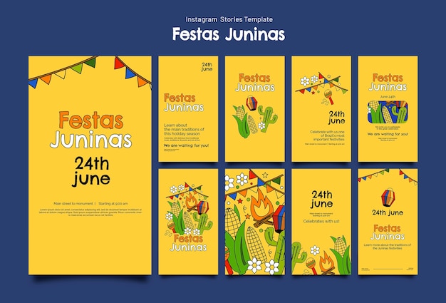 Bezpłatny plik PSD festas juninas świętuje historie na instagramie