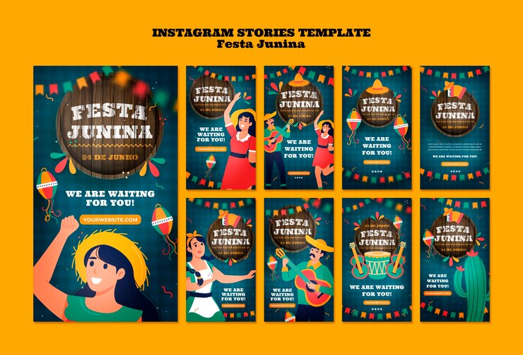 Bezpłatny plik PSD festas juninas świętuje historie na instagramie