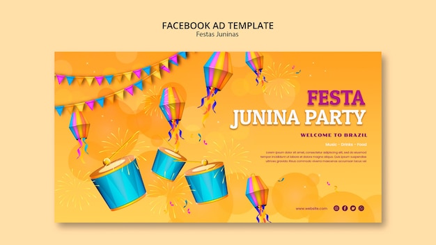 Festas juninas szablon uroczystości na facebooku
