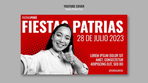 Bezpłatny plik PSD fiestas patrias peru celebracja okładka youtube