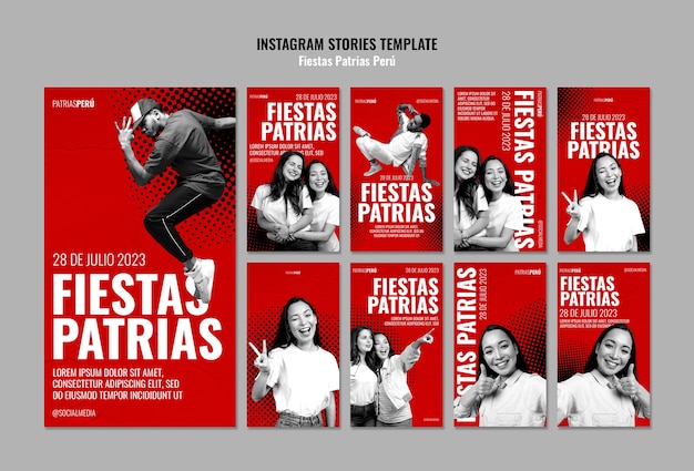 Bezpłatny plik PSD fiestas patrias peru celebracja opowieści na instagramie