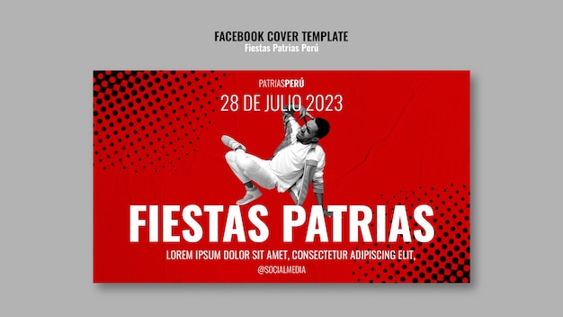 Bezpłatny plik PSD fiestas patrias peru okładka uroczystości na facebooku