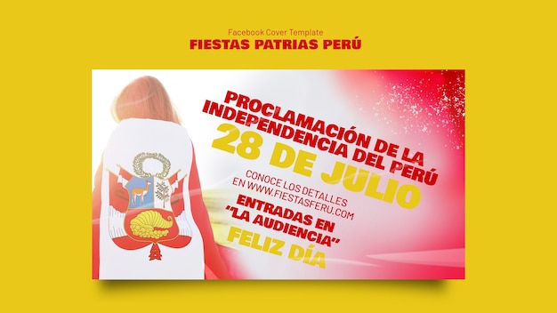 Bezpłatny plik PSD fiestas patrias peru okładka uroczystości na facebooku