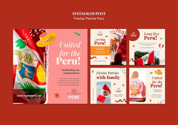 Bezpłatny plik PSD fiestas patrias peru posty na instagramie