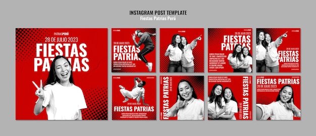 Bezpłatny plik PSD fiestas patrias peru posty z okazji uroczystości na instagramie