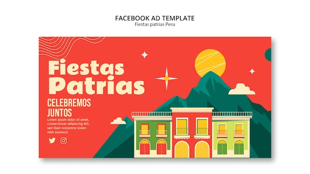 Bezpłatny plik PSD fiestas patrias peru szablon facebook