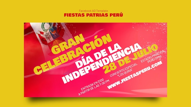 Bezpłatny plik PSD fiestas patrias peru szablon uroczystości na facebooku