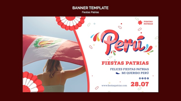 Fiestas Patrias Poziomy Baner Szablon Z Rozetą