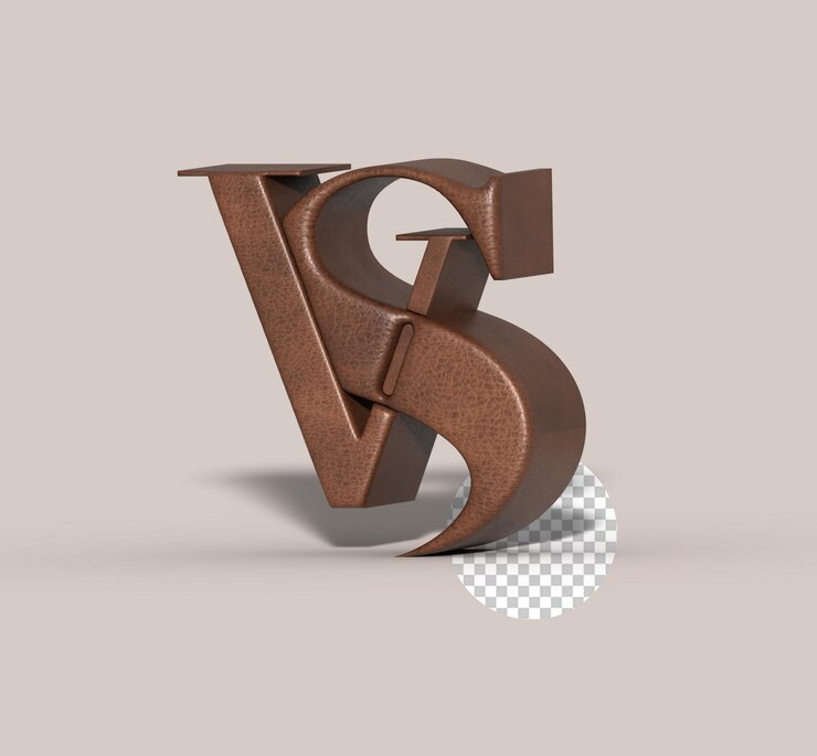 Bezpłatny plik PSD firma vs 3d letter logo typograficzny przezroczysty psd