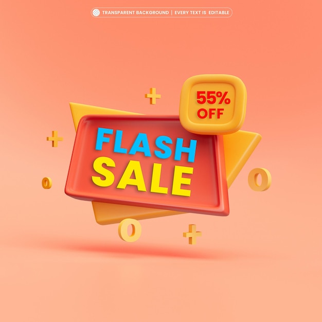 Bezpłatny plik PSD flash sale oferują szablon projektu banera renderowania 3d