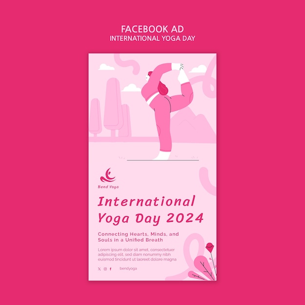 Bezpłatny plik PSD flat design international yoga day template