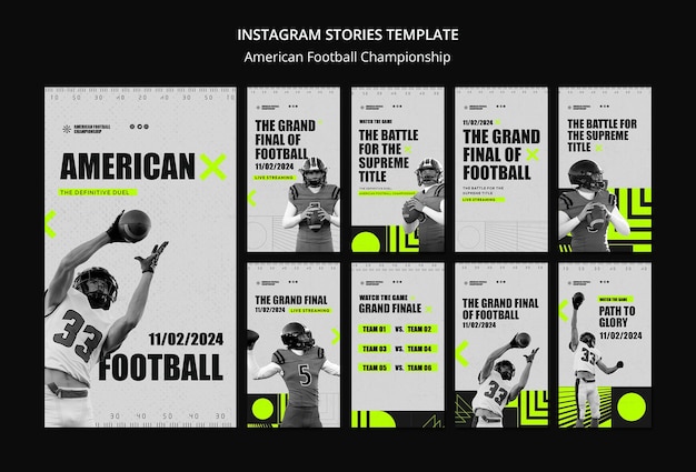 Bezpłatny plik PSD flat design super bowl instagram stories