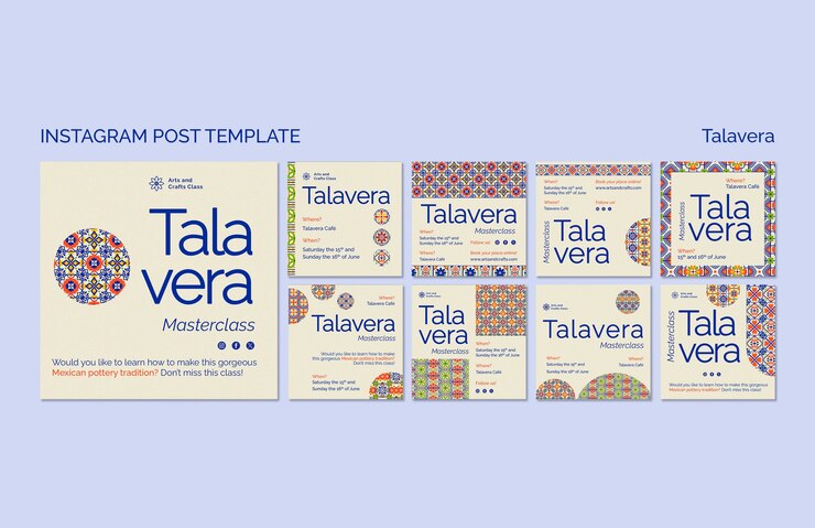 Bezpłatny plik PSD flat design talavera wydarzenie posty na instagramie
