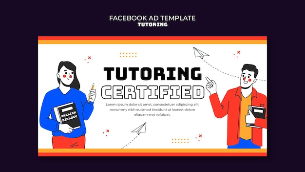 Bezpłatny plik PSD flat design tutoring job facebook szablon