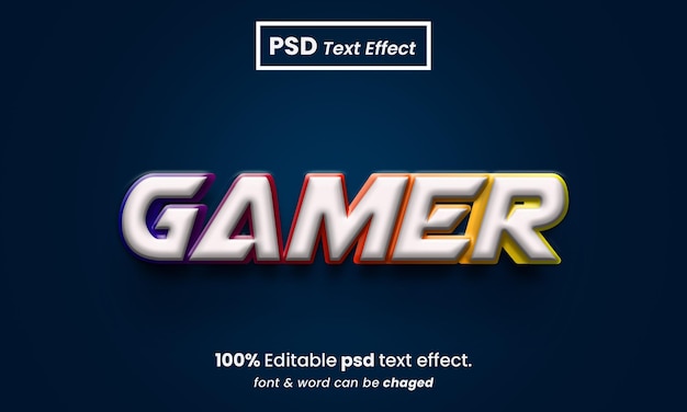 Gamer kolorowy premium 3d edytowalny efekt tekstowy psd